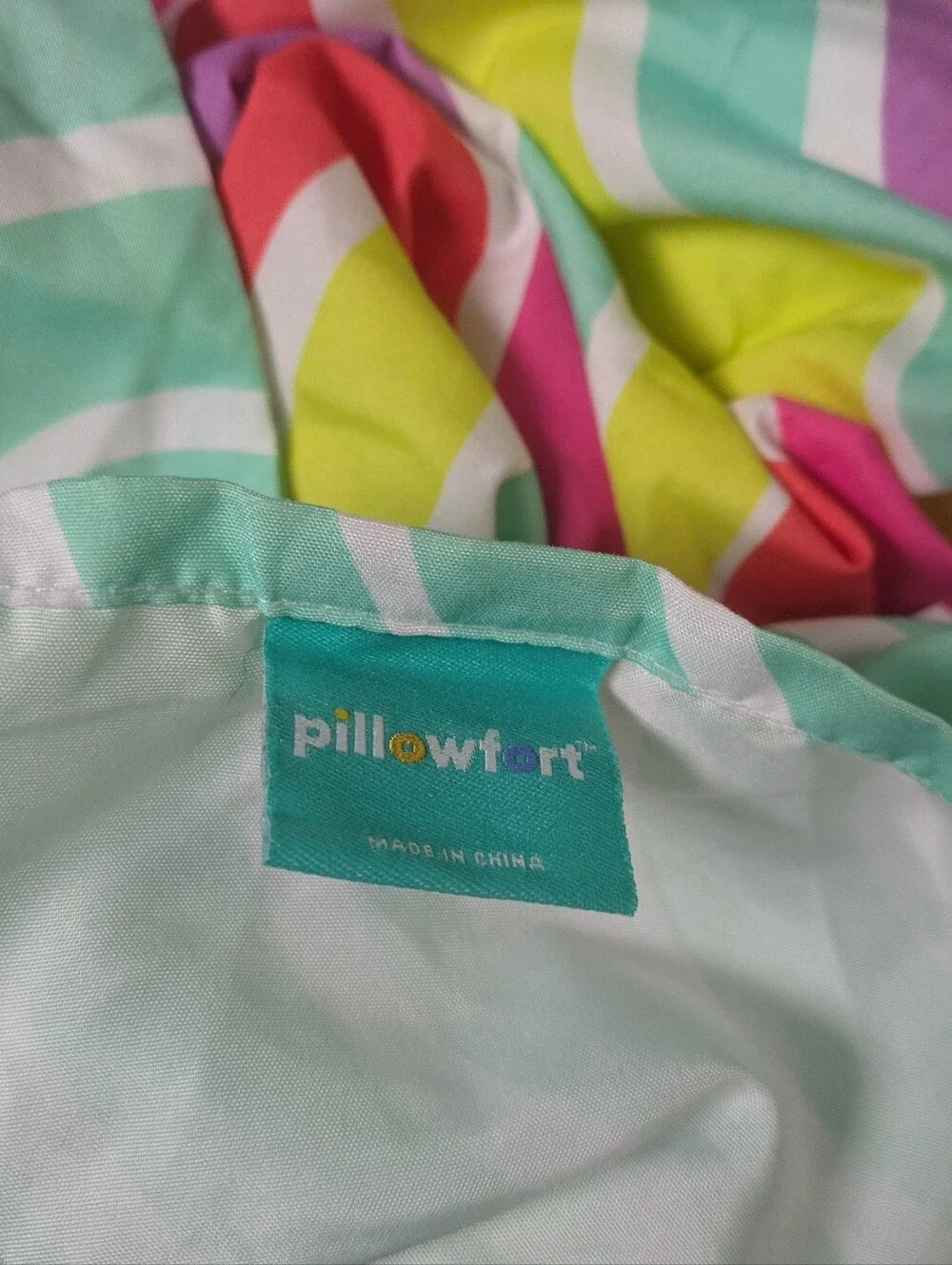 Pillowfort Colorful Striped Bedding - Mint, Yellow, Pink, Coral, Lavender Queen